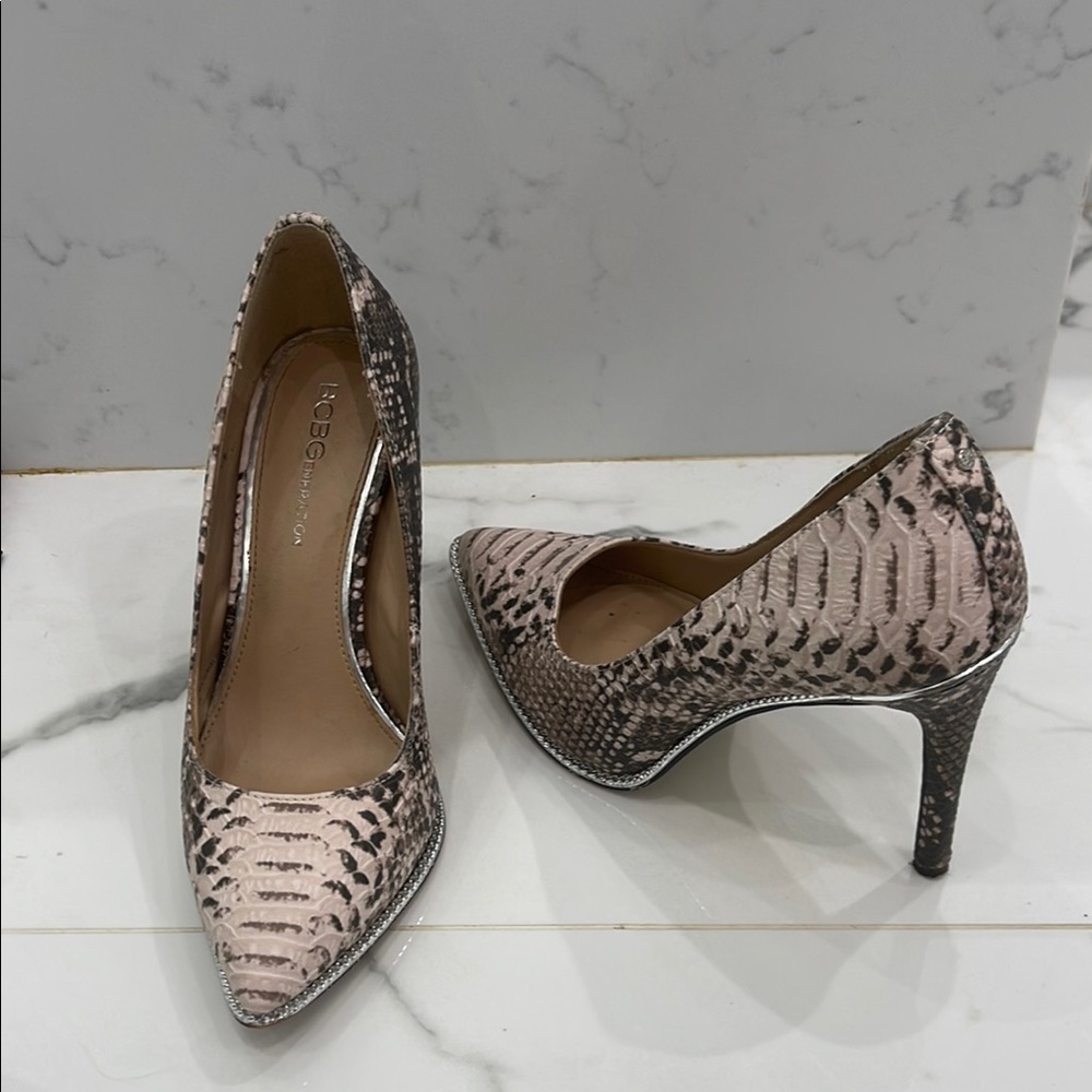 Pink Snake Print BCBGeneration Heels